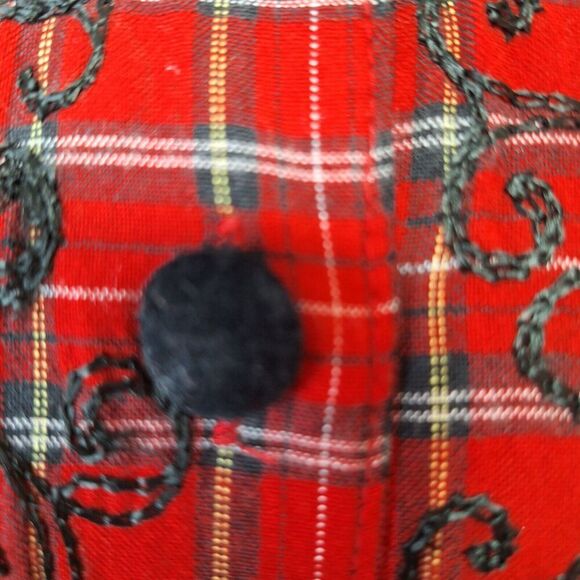 Country‎ Wear Size 10 Modest Tartan Plaid Embroidered Velvet Long Prairie Dress - Picture 6 of 13